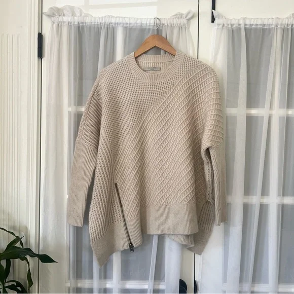 All Saints Chunky Asymmetrical Cable Knit Texture Block Sweater Sz XS - Picture 3 of 13